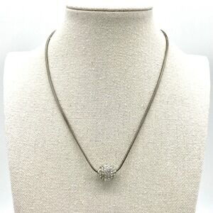 PB Necklace Silver Tone Rhinestone Ball Pendant Adjustable Chain Made in‎ Canada